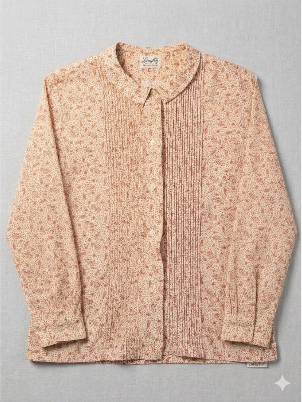 Langtry LTD. Women's Vintage Button-Up Blouse with Paisley Print